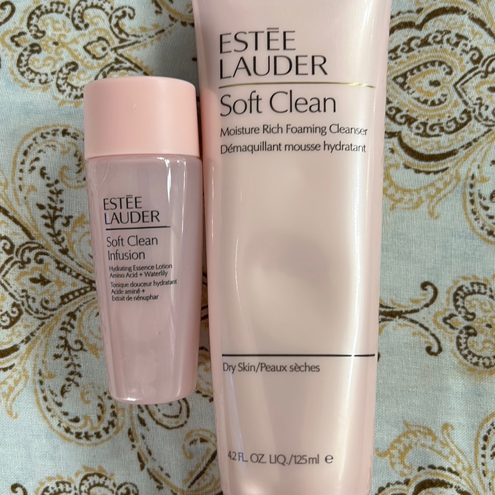 New sealed Estée Lauder Soft Clean Foaming Cleanser and Essence Lotion
